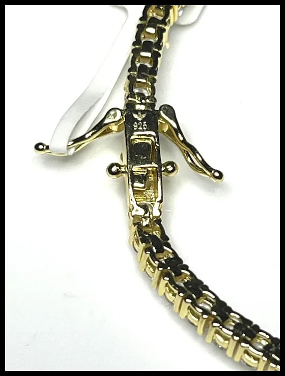 Estate Sterling Silver Heavy Gold Plated Tennis Bracelet - 6