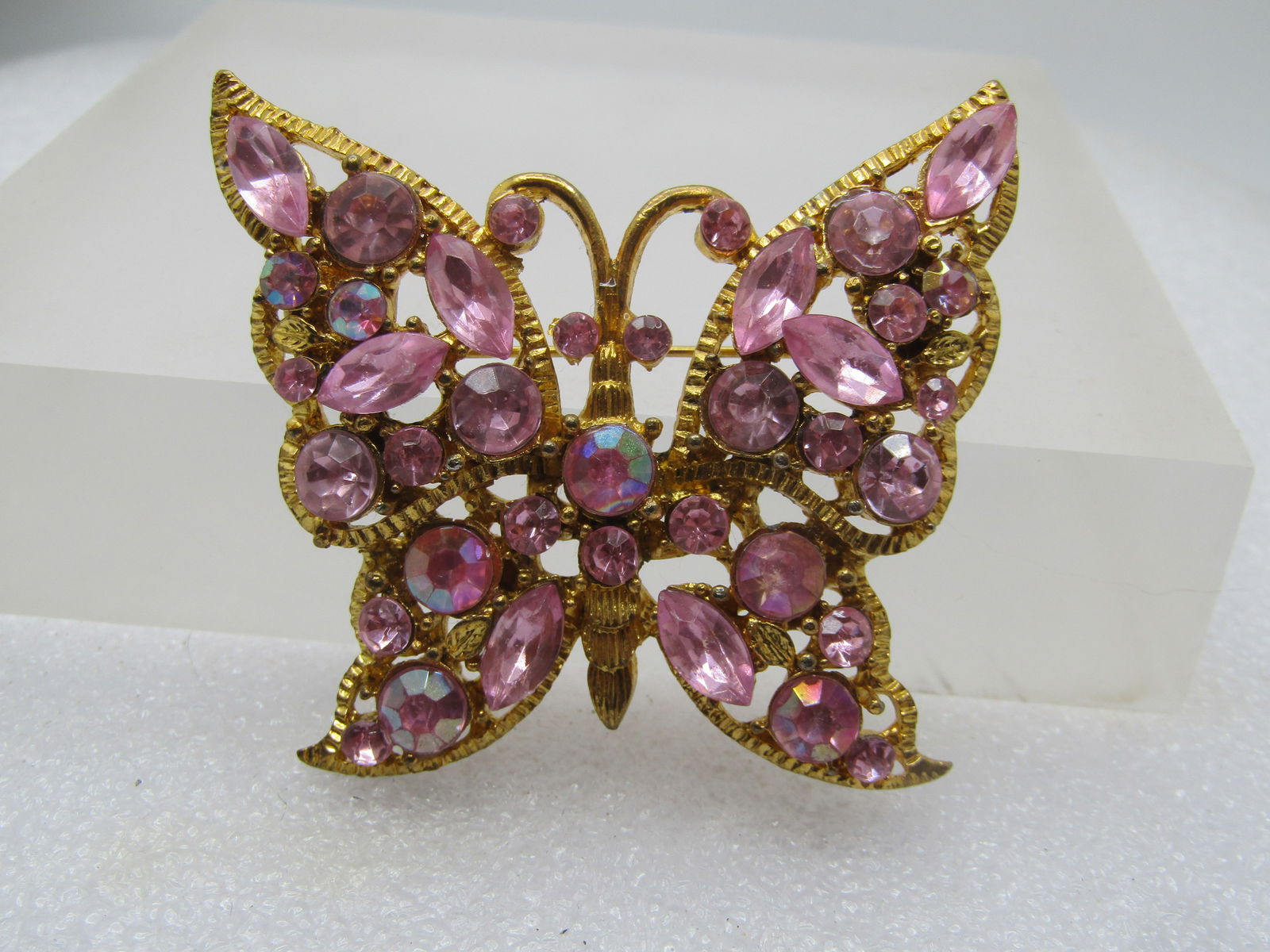 Vintage Pink Rhinestone Butterfly Brooch, 1960's-1970's (1 of 7)