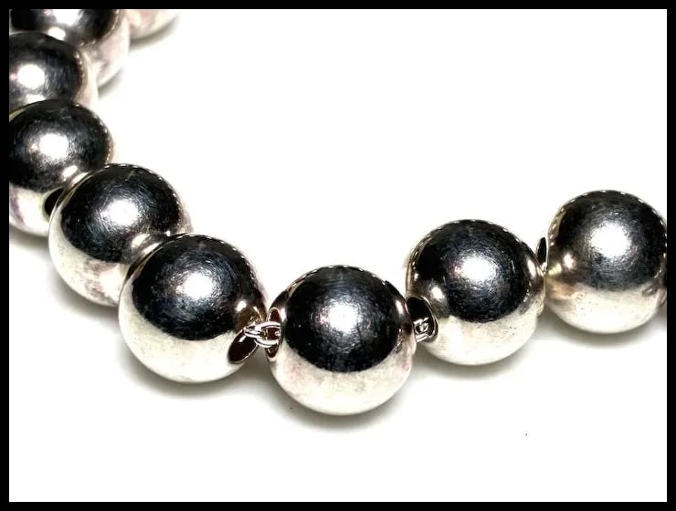 Estate Sterling Silver Ball Bead Bracelet With Toggle Closure Signed T - 5