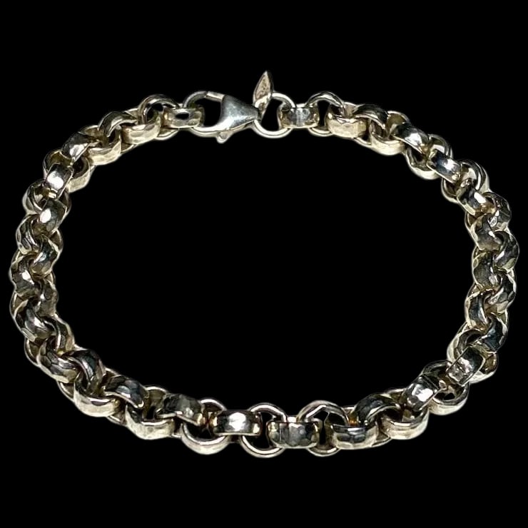 Estate USA Fine Silver .999 Rolo Chain Bracelet (1 of 5)