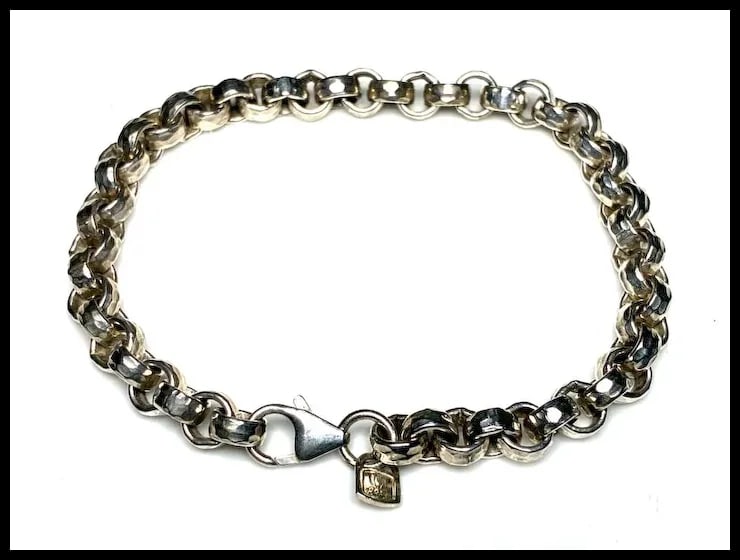 Estate USA Fine Silver .999 Rolo Chain Bracelet - 3