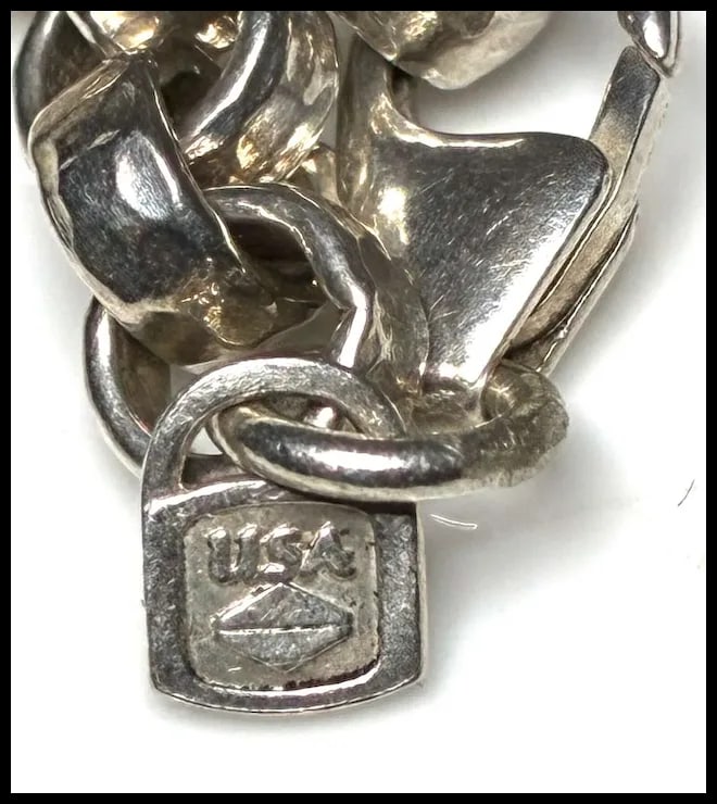 Estate USA Fine Silver .999 Rolo Chain Bracelet - 4