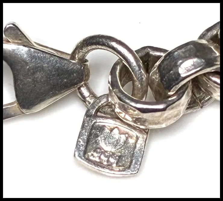 Estate USA Fine Silver .999 Rolo Chain Bracelet - 5