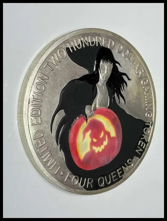 Estate Four Queens Halloween Limited Edition Two Hundred Dollar .999 Fine Silver Gaming Token - 4