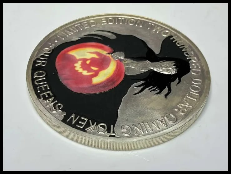 Estate Four Queens Halloween Limited Edition Two Hundred Dollar .999 Fine Silver Gaming Token - 6