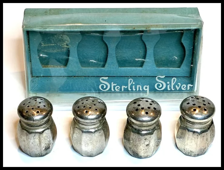 Vintage Reed & Barton Sterling Silver Mini Salt & Pepper Shakers - 2