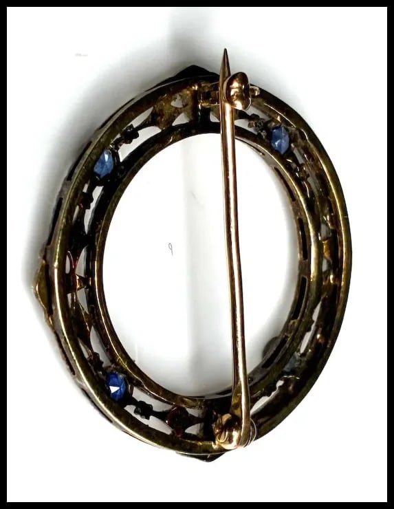 Antique 14k White Gold Art Deco Sapphire Brooch - 6