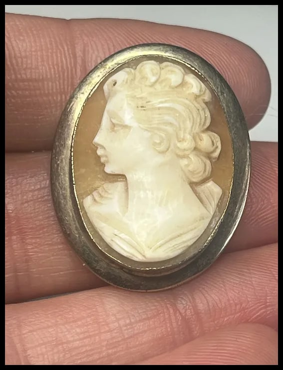 Vintage AMCO 14k GF Cameo Brooch/ Pendant - 8
