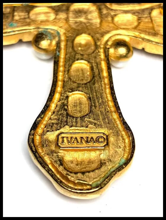 Vintage Ivana Trump Jeweled Cross Pendant Necklace - 6