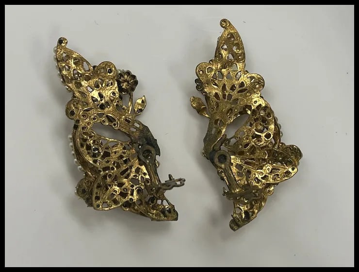 Vintage Multi Strand Bracelet and Statement Earring Set - 11