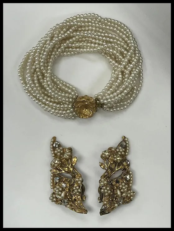 Vintage Multi Strand Bracelet and Statement Earring Set - 2