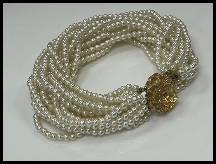 Vintage Multi Strand Bracelet and Statement Earring Set - 5