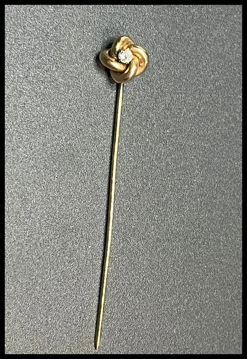 Vintage 10k Gold and Diamond Eternity Stickpin - 2