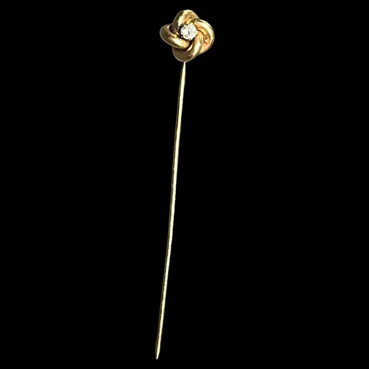 Vintage 10k Gold and Diamond Eternity Stickpin - 6