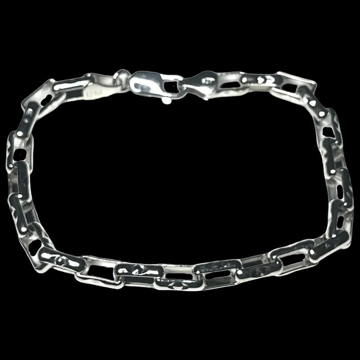 Estate Collier Chain Link Sterling Silvery GM ITALY Bracelet (1 of 5)