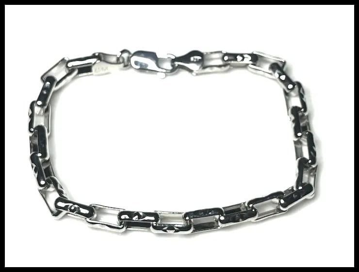 Estate Collier Chain Link Sterling Silvery GM ITALY Bracelet - 2