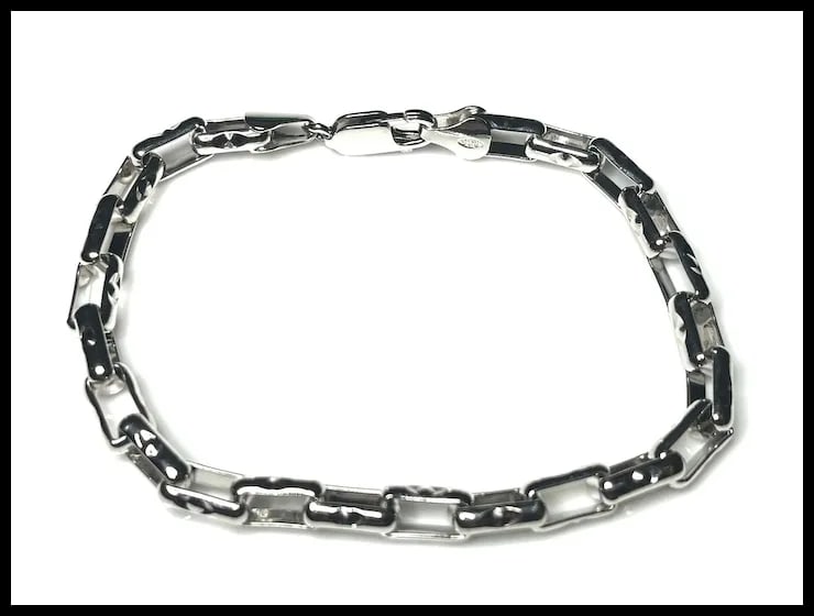 Estate Collier Chain Link Sterling Silvery GM ITALY Bracelet - 3
