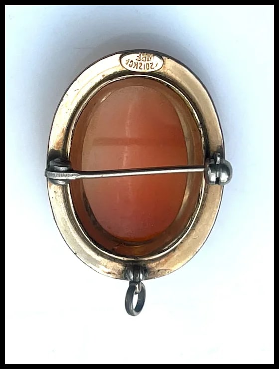 Vintage WRF Gold Fill Cameo Brooch/ Pendant - 4