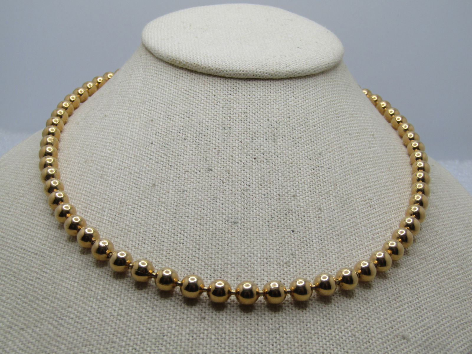 Vintage 14kt G.F. 6mm Beaded Necklace, 18", 1970's-1980's - 5