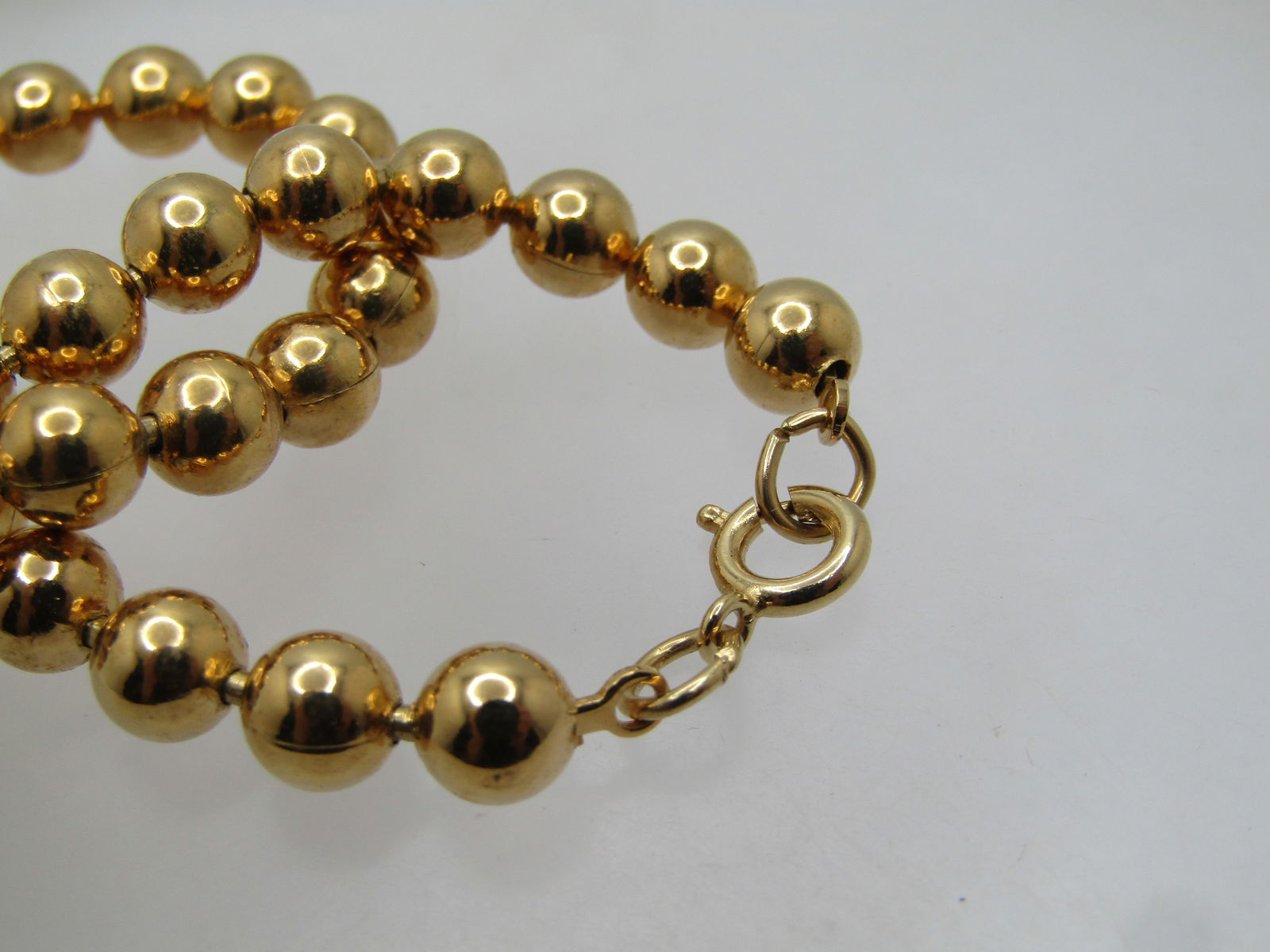 Vintage 14kt G.F. 6mm Beaded Necklace, 18", 1970's-1980's - 7