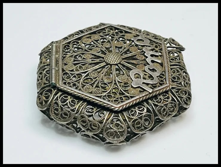 Vintage Silver 800 Roma Italian Filigree Trinket/ Pill Box - 3