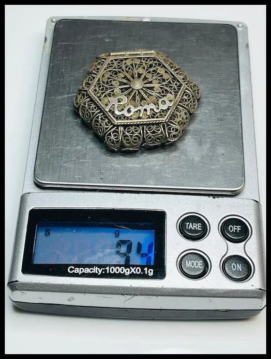 Vintage Silver 800 Roma Italian Filigree Trinket/ Pill Box - 9