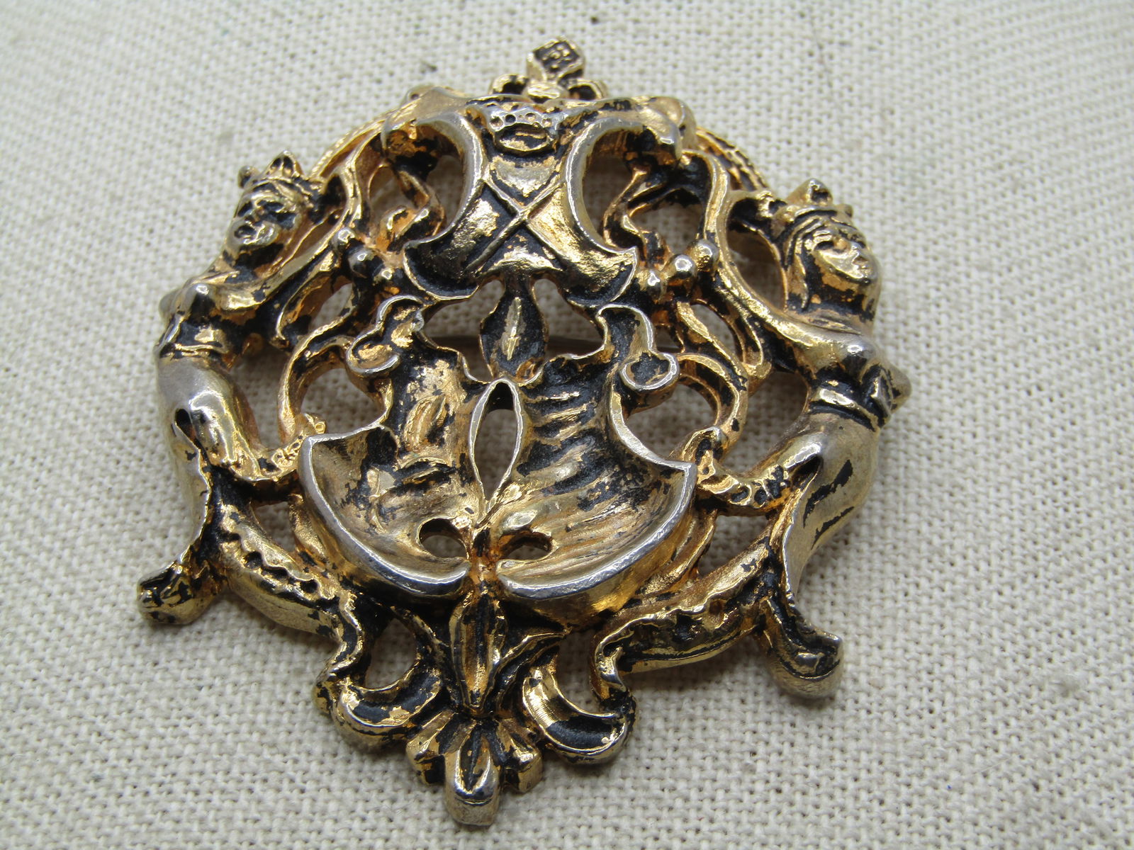Vintage Shield Heraldic Brooch, Fleur-de-Lis , 1940's-1950's, Medievel (1 of 7)
