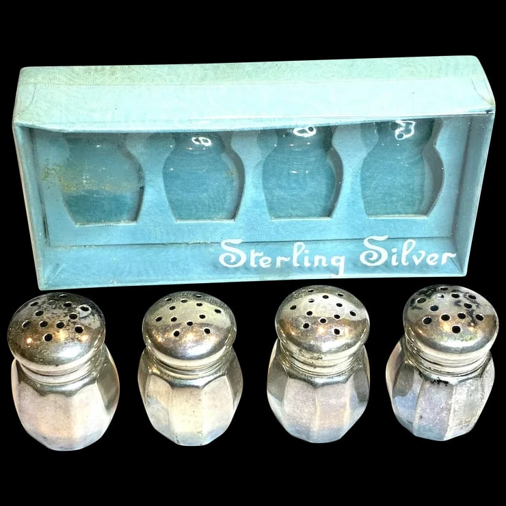 Vintage Reed & Barton Sterling Silver Mini Salt & Pepper Shakers (1 of 4)