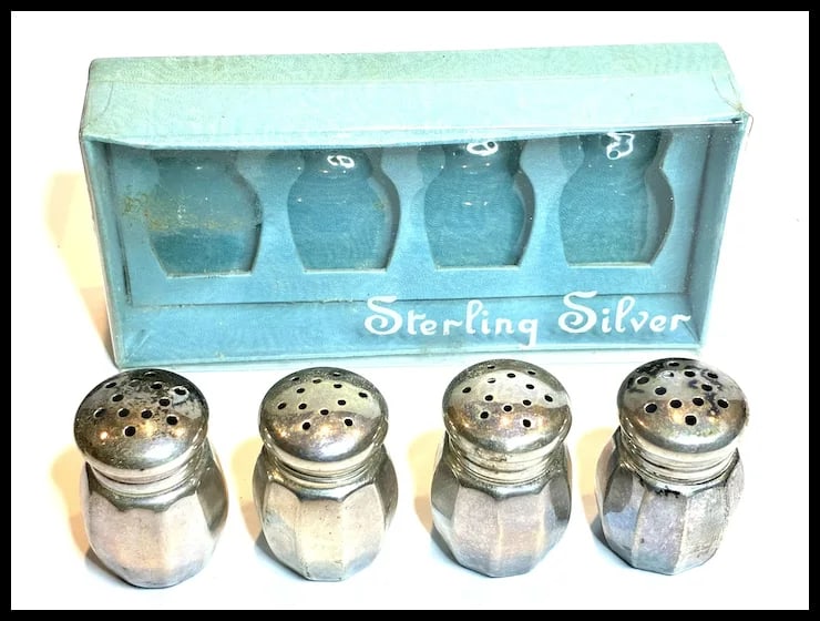 Vintage Reed & Barton Sterling Silver Mini Salt & Pepper Shakers - 2