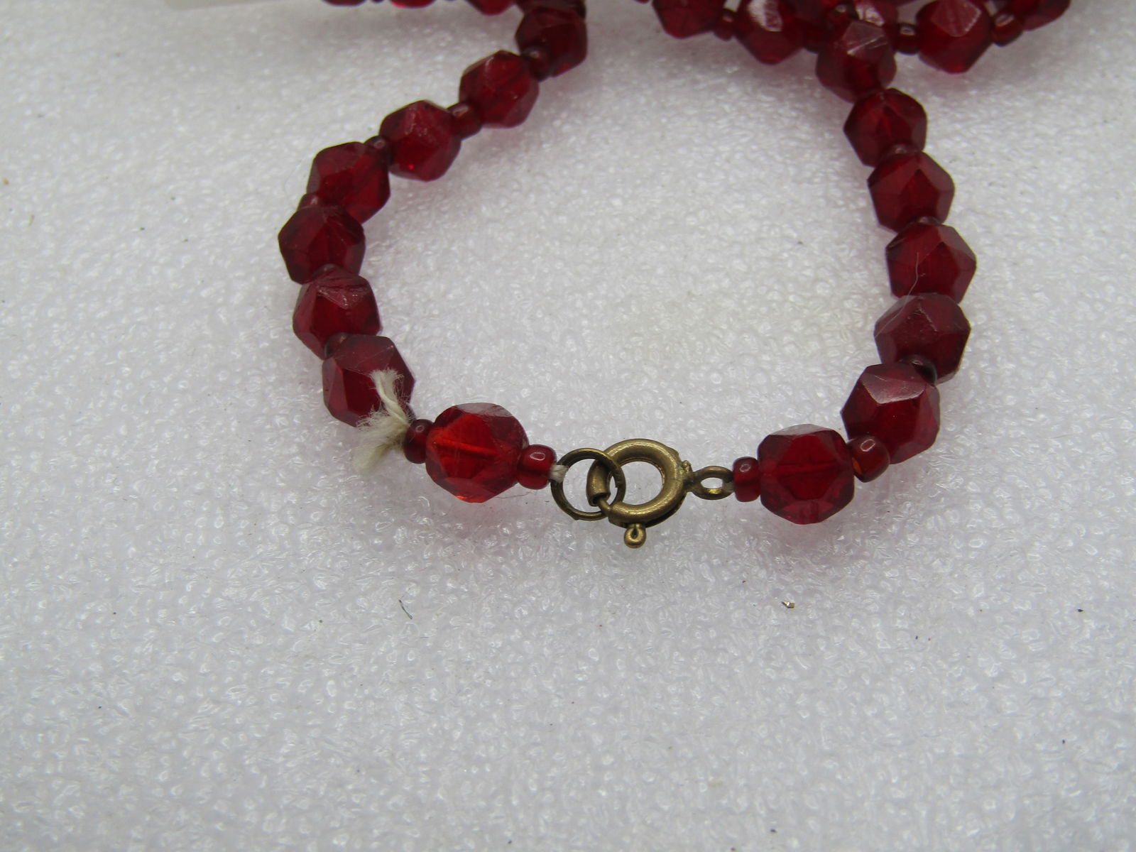 Vintage Red Glass Necklace, 1940's-1950's, 54" - 6
