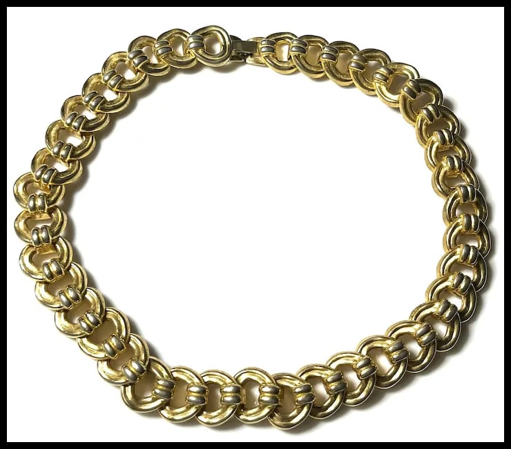 Vintage Heavy/ Oversized Gold Plated Statement Necklace - 3