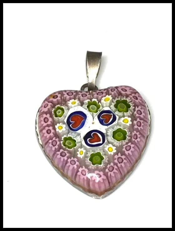 Milliefiori Italy Sterling Silver Heart Pendant - 2