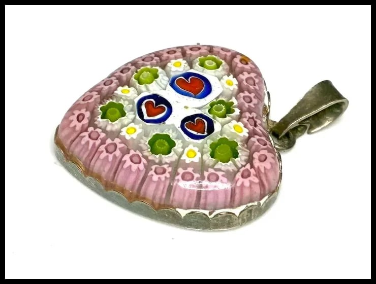 Milliefiori Italy Sterling Silver Heart Pendant - 3