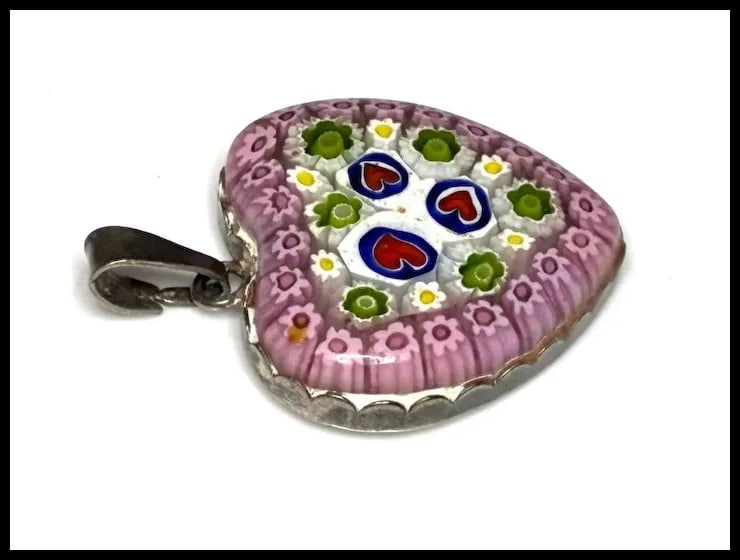 Milliefiori Italy Sterling Silver Heart Pendant - 5