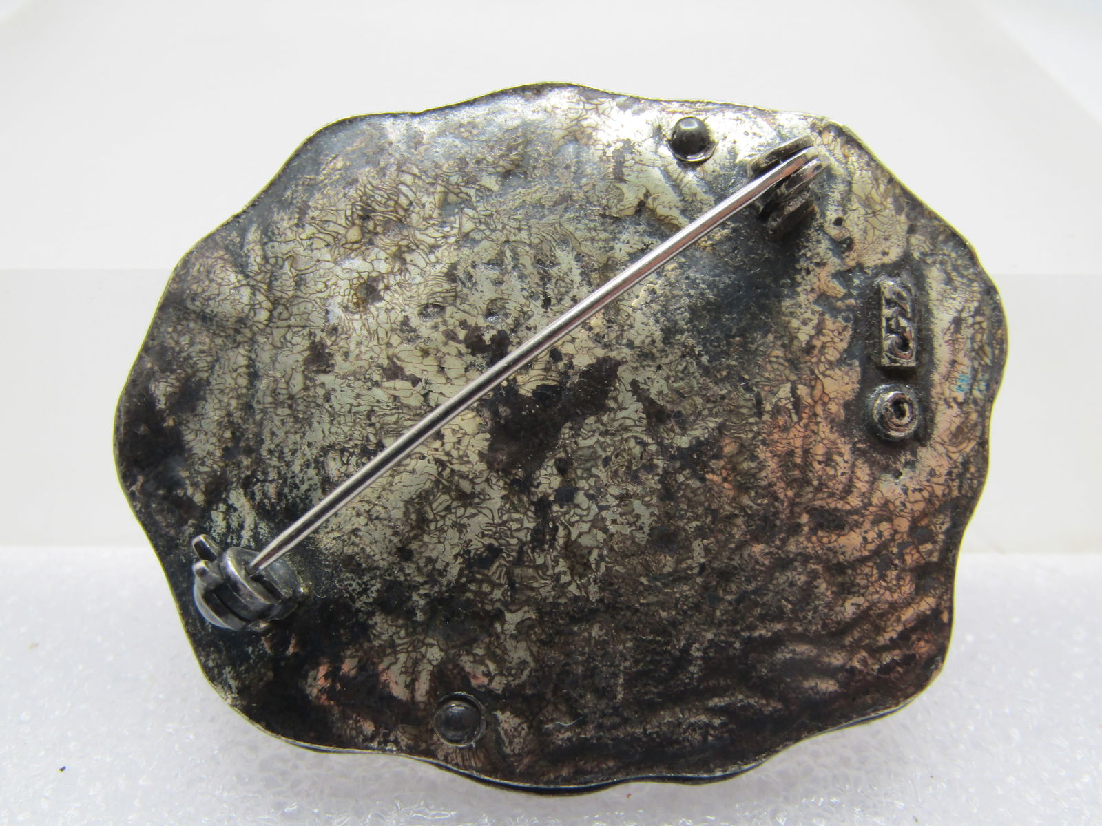 Vintage Coro Abstract/Brutalist Brooch, 1960's Sterling or Plated & Enameled - 4