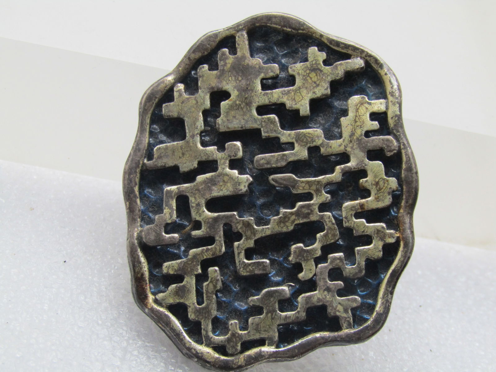 Vintage Coro Abstract/Brutalist Brooch, 1960's Sterling or Plated & Enameled - 6