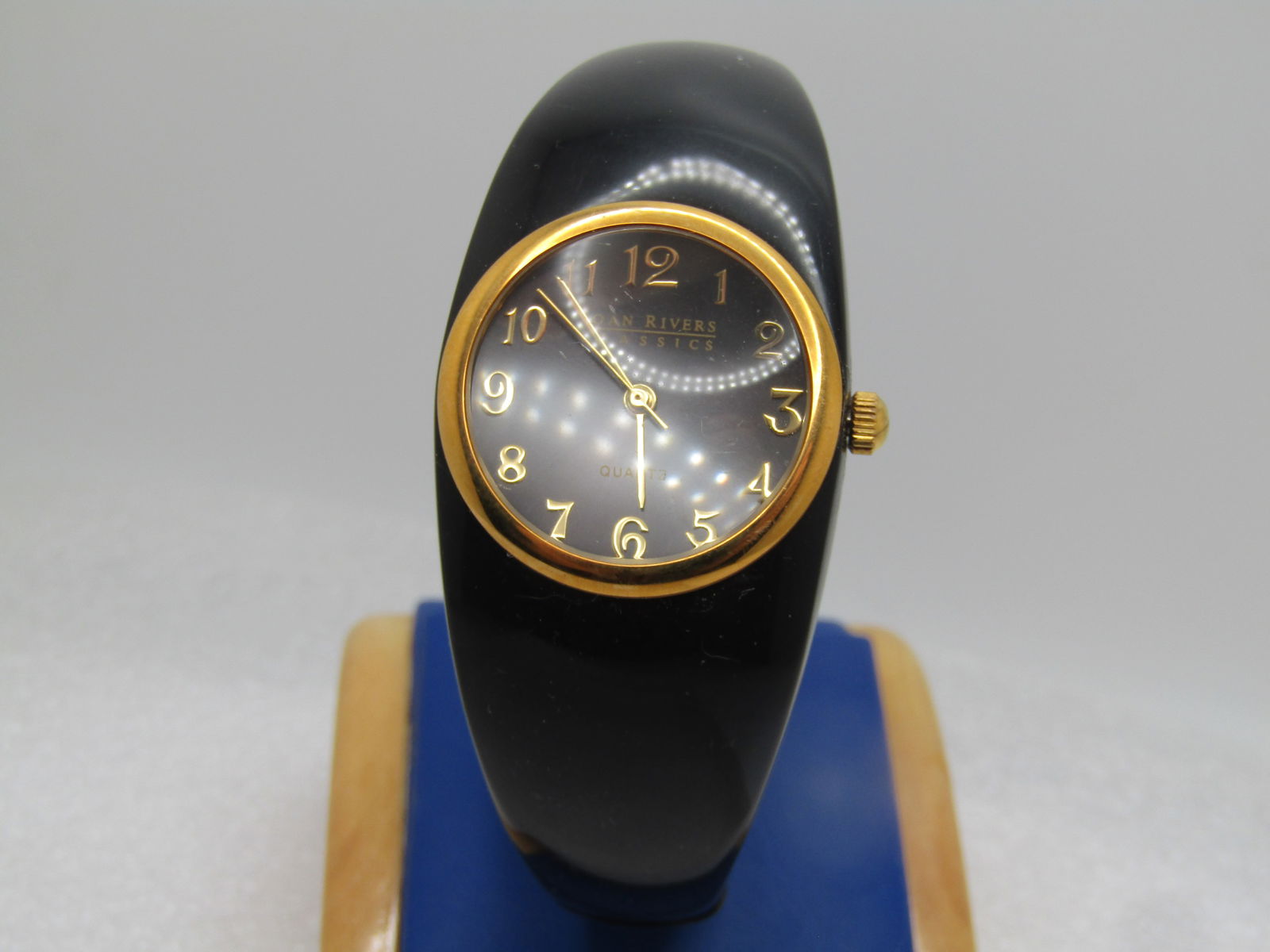 Vintage Joan Rivers Black Clamper Watch, Original Box, 7" (1 of 7)