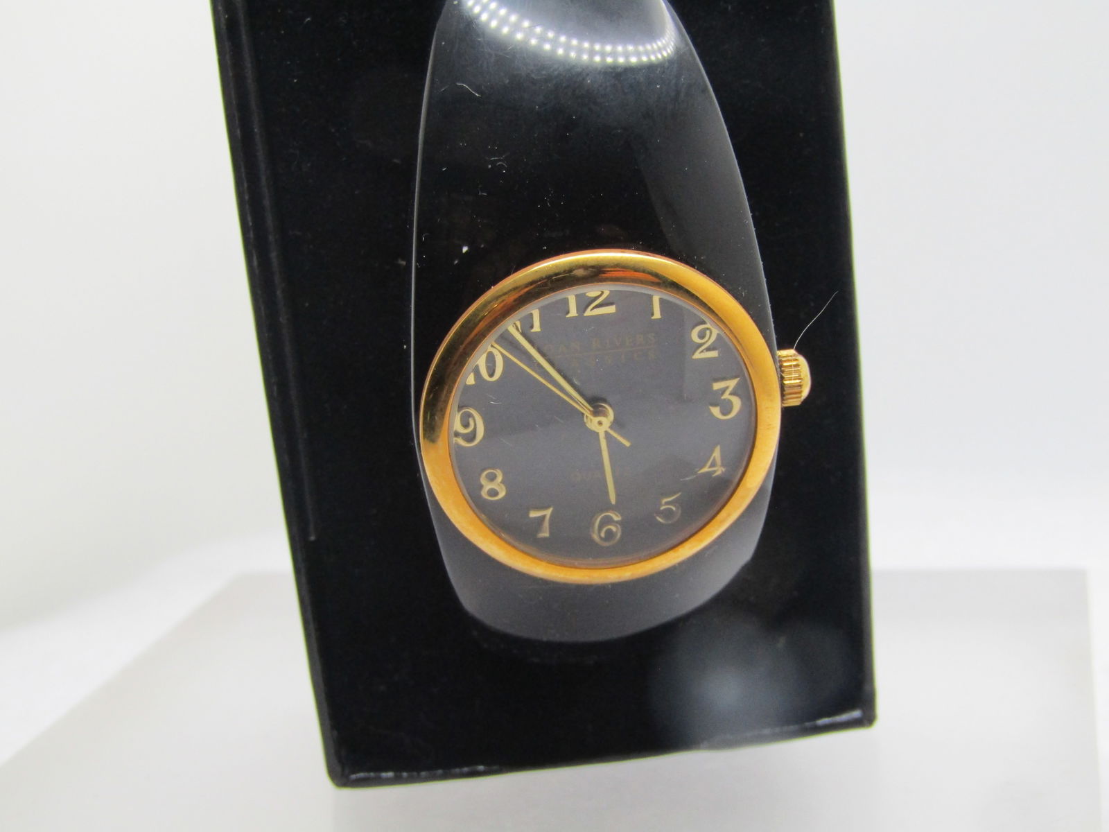 Vintage Joan Rivers Black Clamper Watch, Original Box, 7" - 3