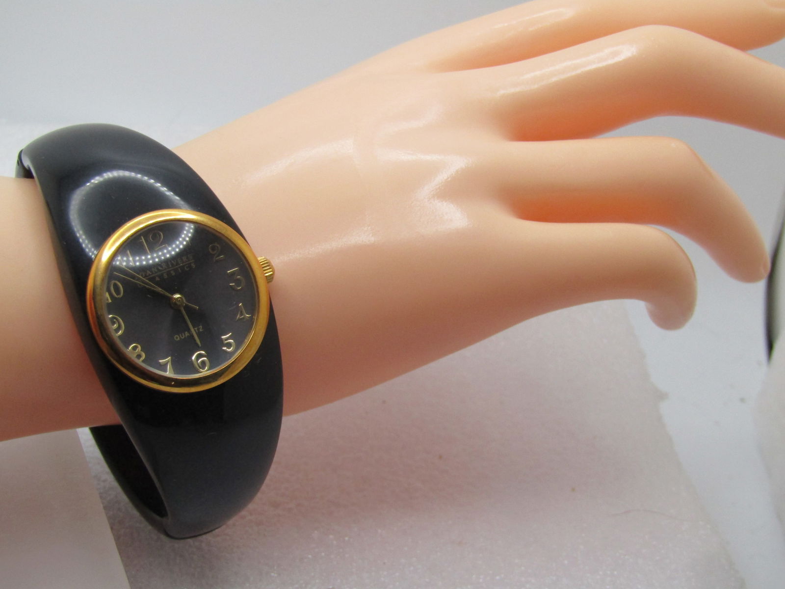 Vintage Joan Rivers Black Clamper Watch, Original Box, 7" - 4