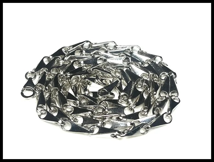 Estate Geometric Modernist Link 30" Sterling Silver Necklace - 2