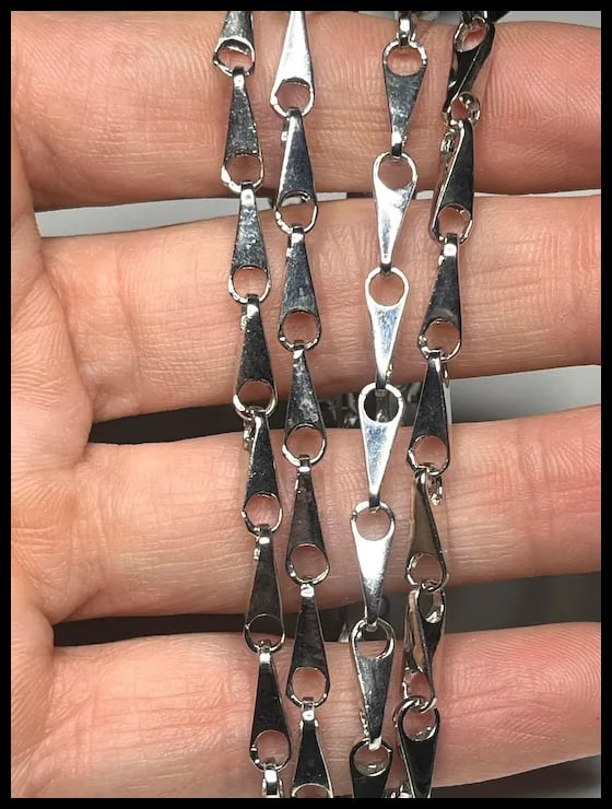 Estate Geometric Modernist Link 30" Sterling Silver Necklace - 4