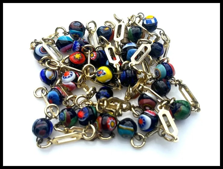 Vintage Italian Porcelian Bead Venetian Murano Necklace - 2