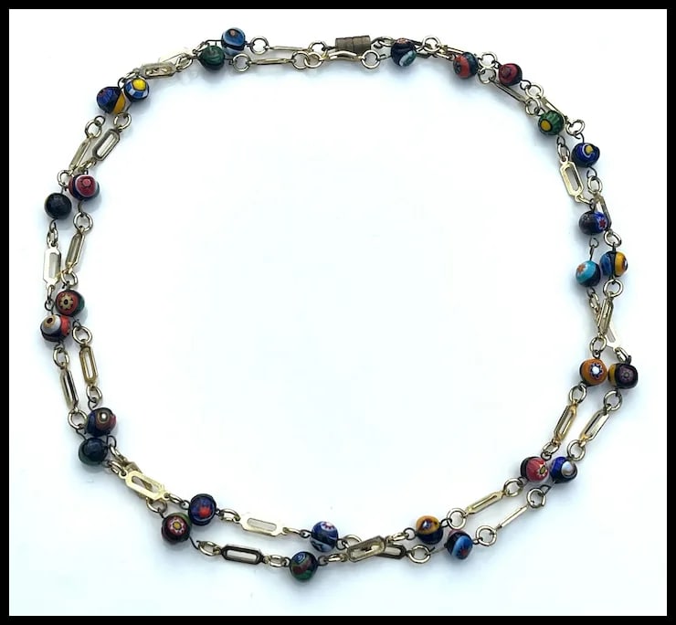 Vintage Italian Porcelian Bead Venetian Murano Necklace - 3