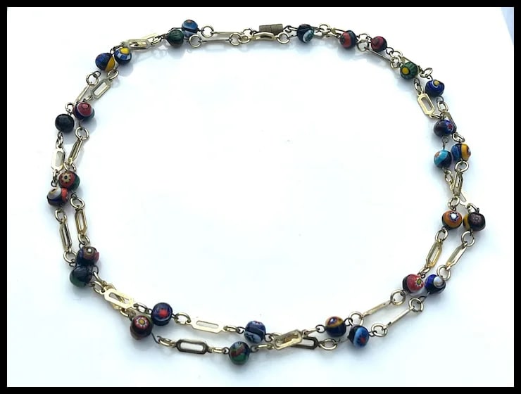 Vintage Italian Porcelian Bead Venetian Murano Necklace - 5