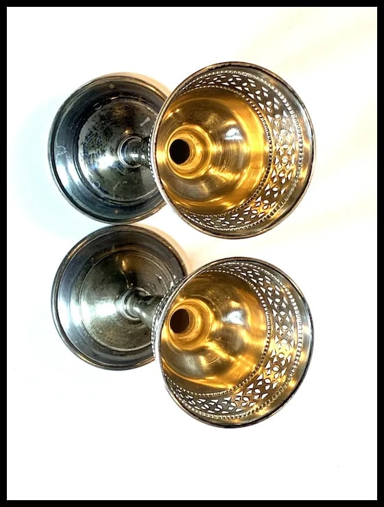 Pair of Vintage Sterling Silver Golblets - Cordial Glasses - 3