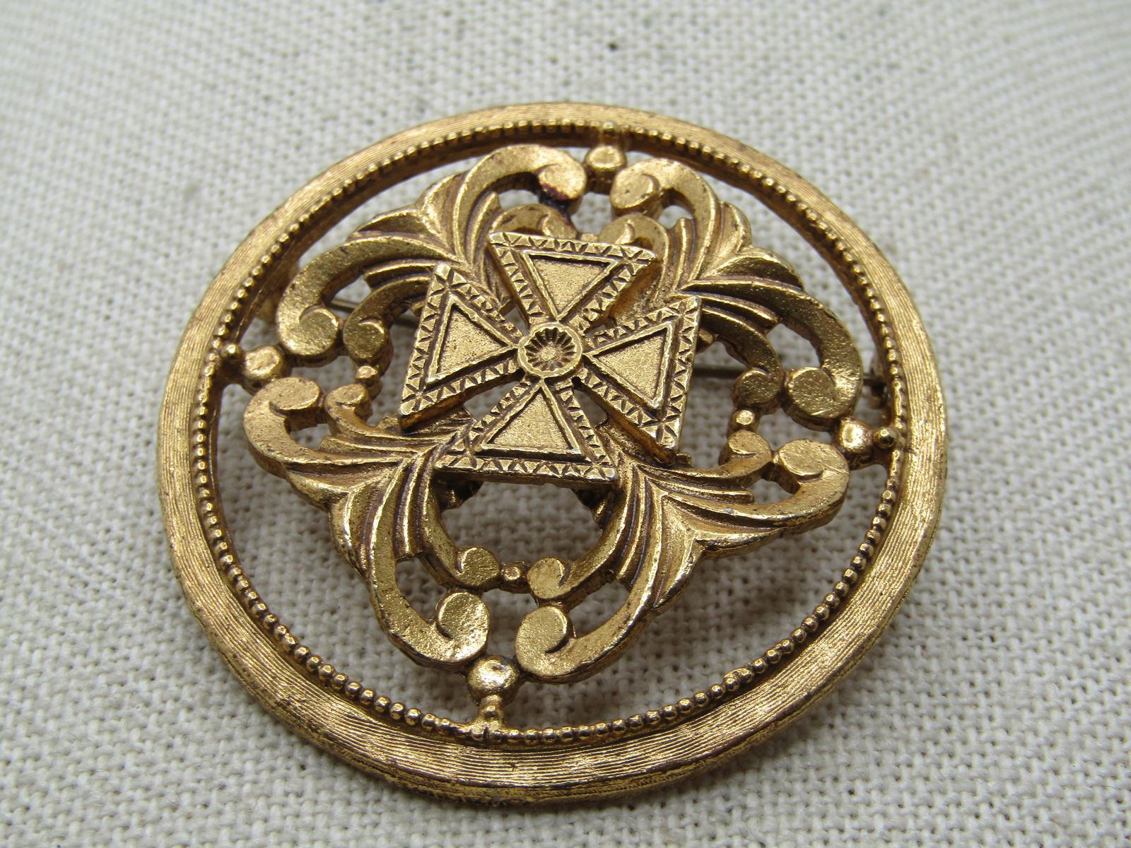 Vintage Florenza Maltese Scrolled Cross Brooch, 1960's (1 of 5)