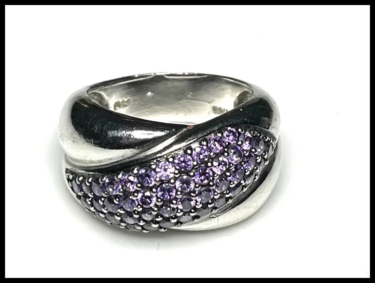 Estate Purple Pave Costume Statement Ring - 3