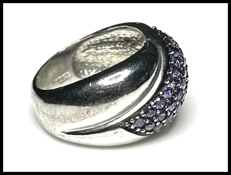 Estate Purple Pave Costume Statement Ring - 4