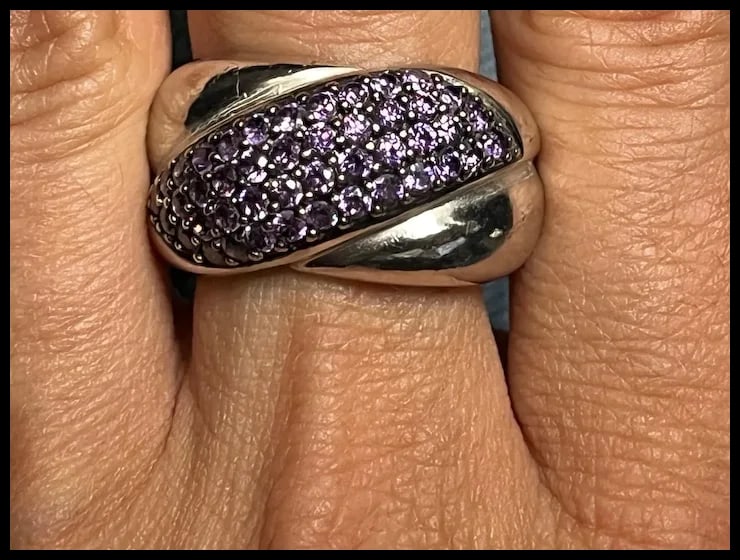 Estate Purple Pave Costume Statement Ring - 6