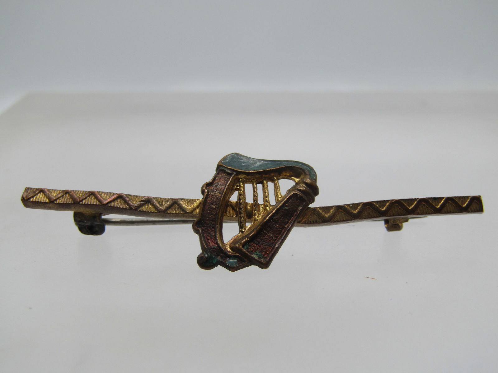 Antique Harp Bar Brooch, C-Clasp, 1920's (1 of 5)